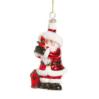 Santa Holding Cardinal Ornament