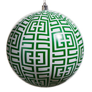 Green Greek Key Ball Ornament