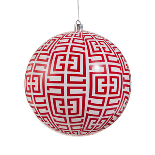 Red Greek Key Ball Ornament