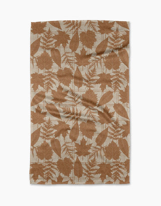Geometry - Autumnal Leaves Gold Tea Towel