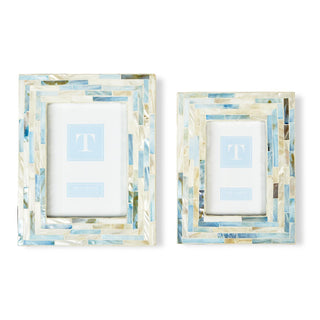 Shimmering Blue and White Mother of Pearl Tile Photo Frame
