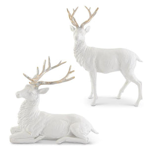 White Glittered Resin Deer