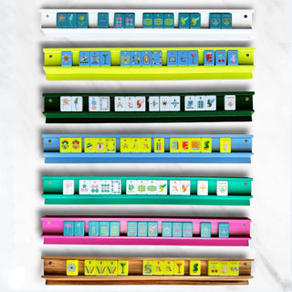 Wood Mahjong Racks & Pushers (Set of 4)