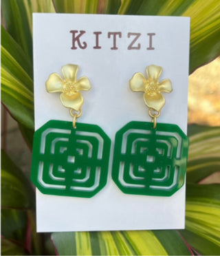 Kitzi Acrylic Greek Key Drop Earrings