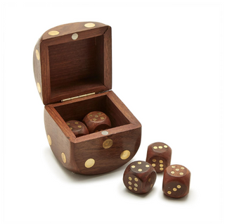 Wood Crafted Dice Box with 6 Dice