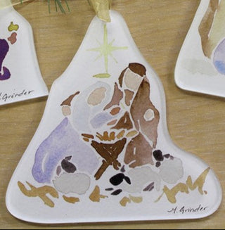 Holy Family with Sheep Watercolor