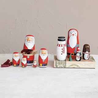 Wood Icon Santa Nesting Dolls
