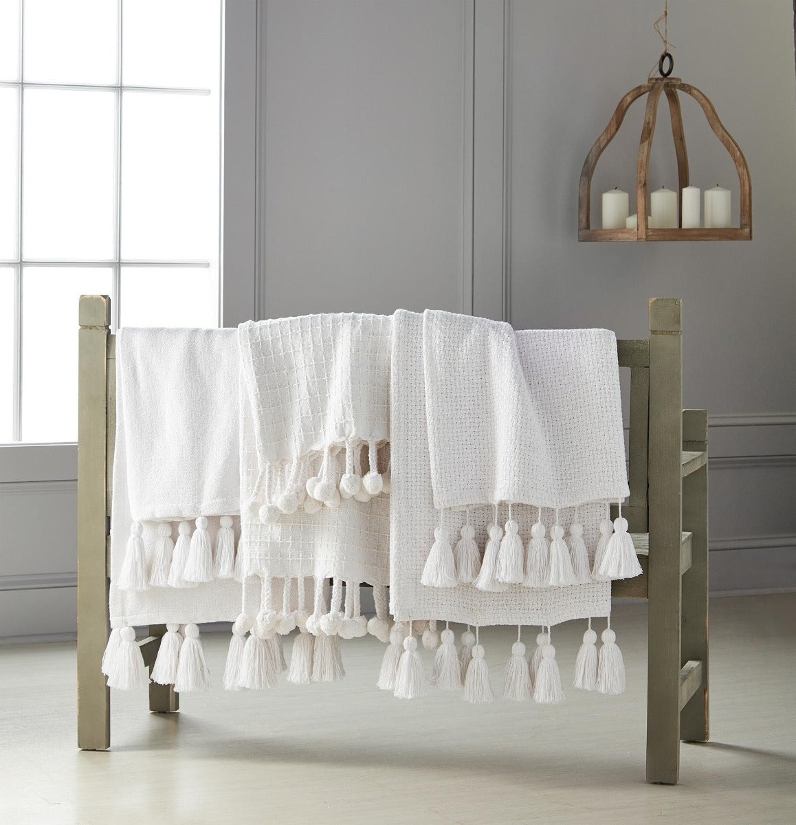 White Woven Tassel Throw Blanket The Truffle Pig