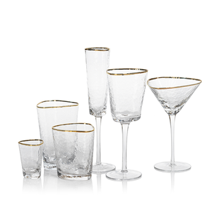 Aperitivo Triangular Wine Glass - Gold Rim