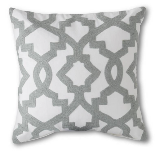 Square Knit White & Gray Geometric Pillow