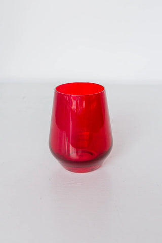Red Estelle Stemless Wine Glass