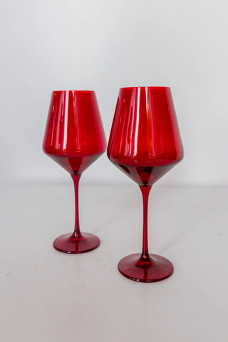 Red Estelle Stemmed Wine Glass