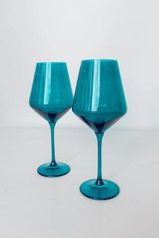 Teal Estelle Stemmed Wine Glass