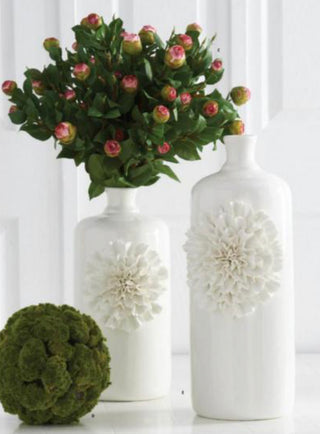 Ceramic Bottle With White Carnation