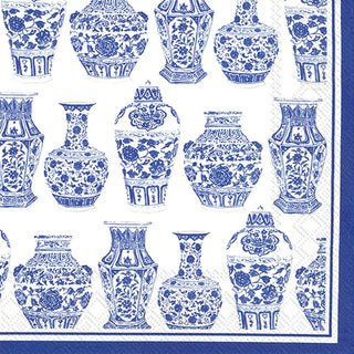 Paper Cocktail Napkins Blue and White Urns