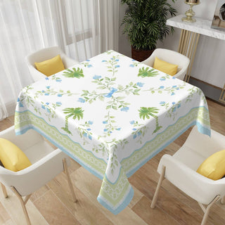 Palm Estate Mahjong Tablecloth – Coastal Blue & Green