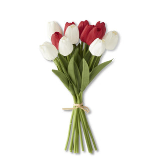 Red and White Real Touch Mini Tulip Stem Bundle