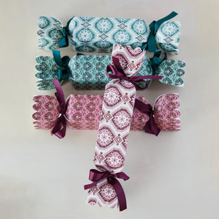 Block Printed Paper Candy Shaped Gift Box with Ribbon Tie