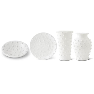 Raised Polka Dot Glazed Plate and Vase