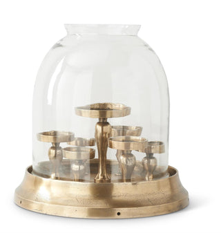 Antique Gold 7 Candle Hurricane Candleholder