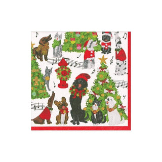 Caroling Pets Cocktail Napkins