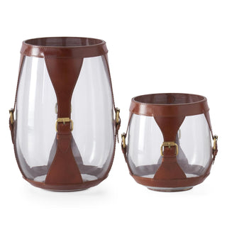 Glass Hurricanes with Leather Sleeve
