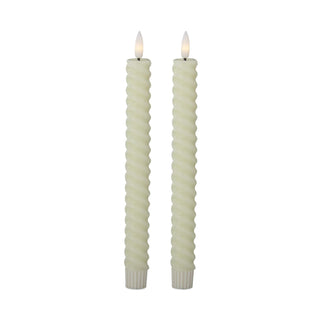 Cream Spiral LED Taper Candles Set of 2