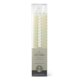 Cream Spiral LED Taper Candles Set of 2