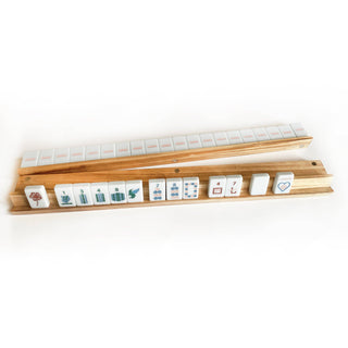 Wood Mahjong Racks & Pushers (Set of 4)