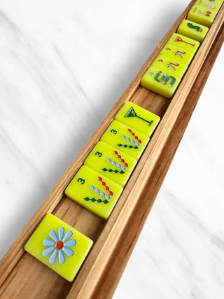 Wood Mahjong Racks & Pushers (Set of 4)