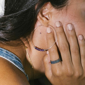 Multi Gemstone Hoop Earrings