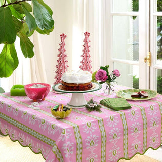 Laura Park Designs - Rosemary Stripe Pink Square Game Tablecloth