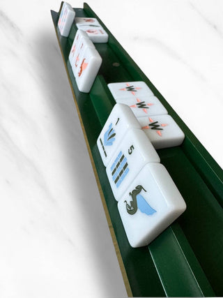 Wood Mahjong Racks & Pushers (Set of 4)