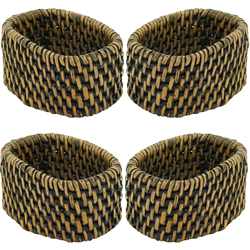 Woven Rattan Napkin Ring - Set of 4