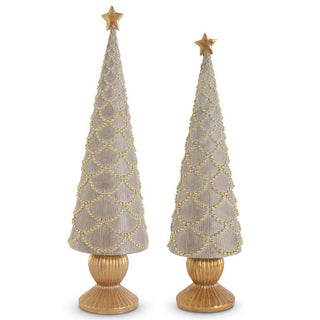 Tan Resin Trees with Gold Scallops