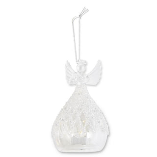 Clear Glass Lattic Bead LED Angel Ornament