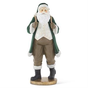 Dark Green Velvet Resin Santa