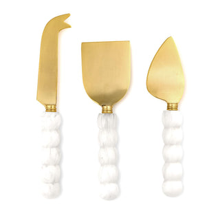 Beaded White Cheese Knives