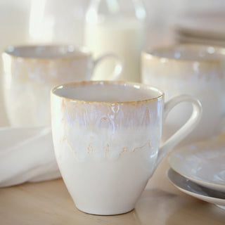 MUG 14oz- WHITE W/GOLD RIM (TAORMINA)