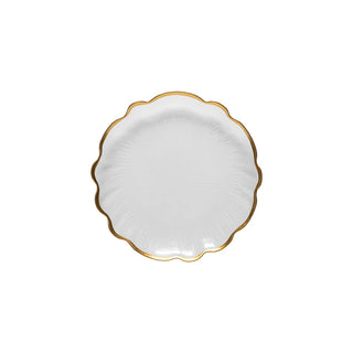 GLASS SALAD PLATE 8in GOLD- RIMMED (FRANCESCA)