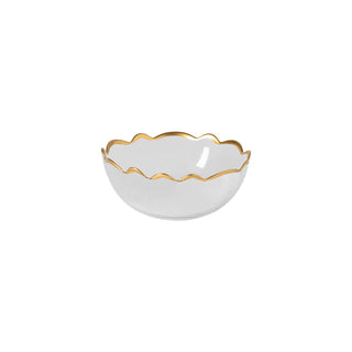 GLASS SOUP/ CEREAL BOWL 6in-GOLD RIMMED (FRANCESCA)