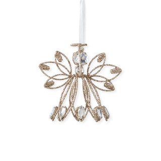 Champagne Glittered Wire Angel Ornament