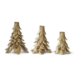 Gold Metal Christmas Tree Candle Holder