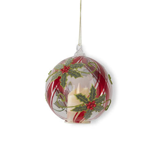 Painted and Seed Beaded Holly Ornament