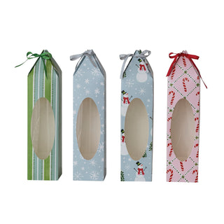 Paper Wine/Gift Box with Acetate Window & Ribbon Tie
