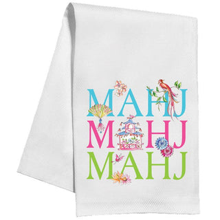 Mahj Mahj Mahj with Mahjong Icons Kitchen Towel