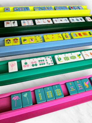 Wood Mahjong Racks & Pushers (Set of 4)