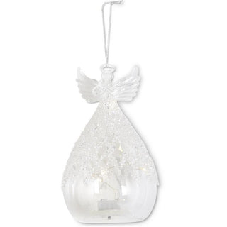Clear Glass Lattic Bead LED Angel Ornament