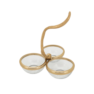 Antler Stem Glass Triple Dipper Bowls