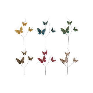 Faux Feather Butterfly Spray with Glitter